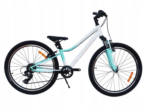 ROWER 24 QUEEN MTB AMORTYZOWANY SHIMANO ALUMINIUM BIAŁY TURKUS