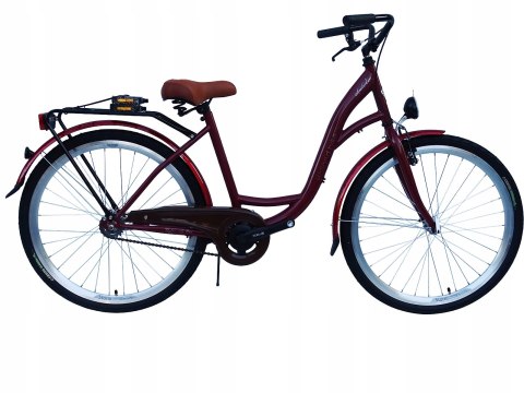 ROWER 26 STORM 1-BIEGOWY bordowy AMSTERDAM velostell zwykła damka