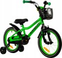 ROWER DZIECIĘCY 16 KARBON COMET LIMONKOWY ODKRĘCANE KÓŁKA BOCZNE ZIELONY