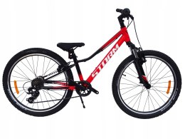ROWER 24 RACER MTB AMORTYZOWANY SHIMANO ALUMINIUM CZERWONO-CZARNY 11''
